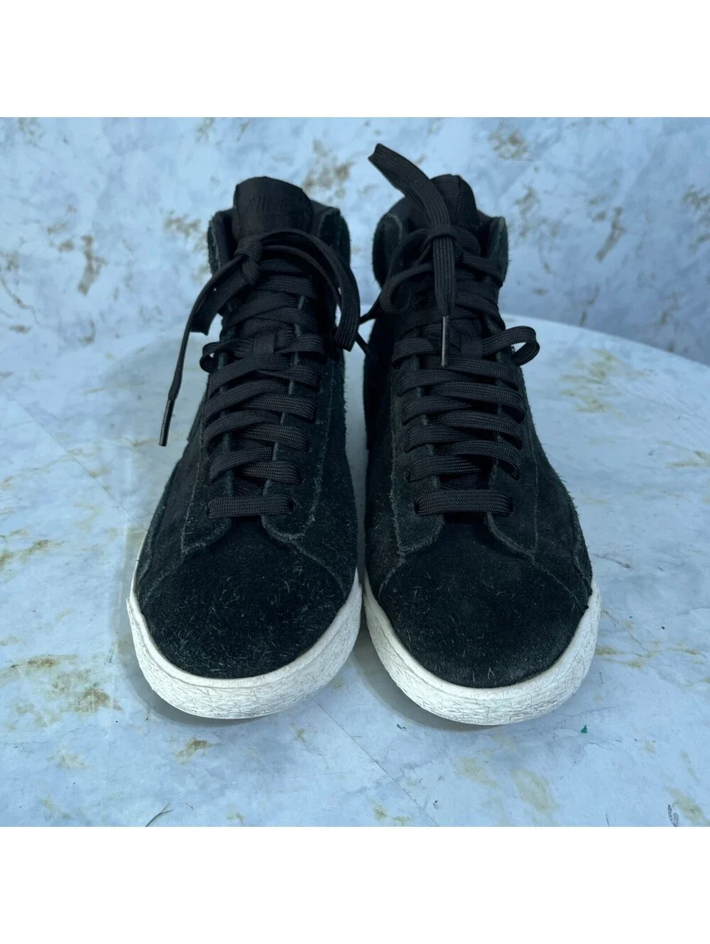 Nike Blazer Mid Premium Womens Size 8.5 Shoes Black White Suede Athletic Sneaker